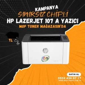 HP Laserjet M107a 107r 4ZB77A Mono Lazer Yazıcı ( YAZILIMLI CHİPSİZ)