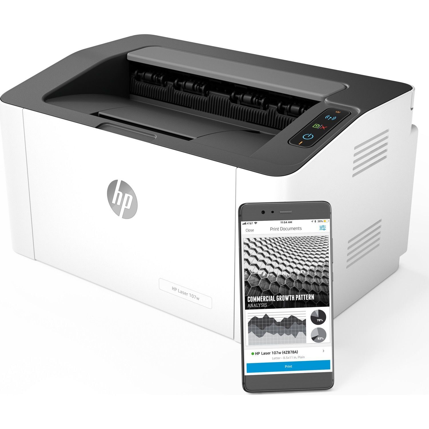 HP Laser 107wr WiFi Mono Lazer Yazıcı Dakikada 20 sayfaya kadar baskı hızı, Siyah Beyaz