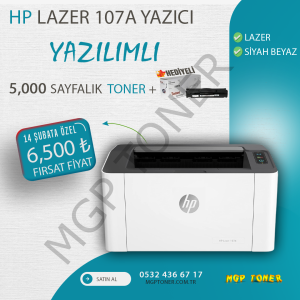 HP  107A YAZICI + YAZILIMLI + 5,000 Bin Sayfalık Toner Hediyeli 4ZB77A