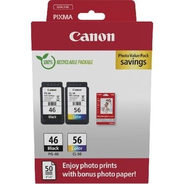 Canon PG-46L + CL 56 Fotoğraf Kağıdı ve Renkli + Siyah 2'li Kartuş Seti  orjinal