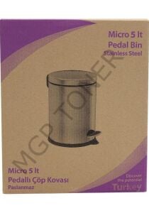 MİKRO 5 LT. PEDALLI PASLANMAZ ÇÖP KOVASI