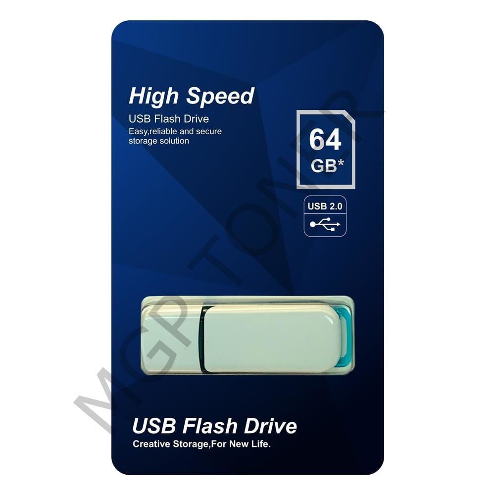 Elba 64GB Plastik Beyaz-Mavi 2.0 USB Flash Bellek