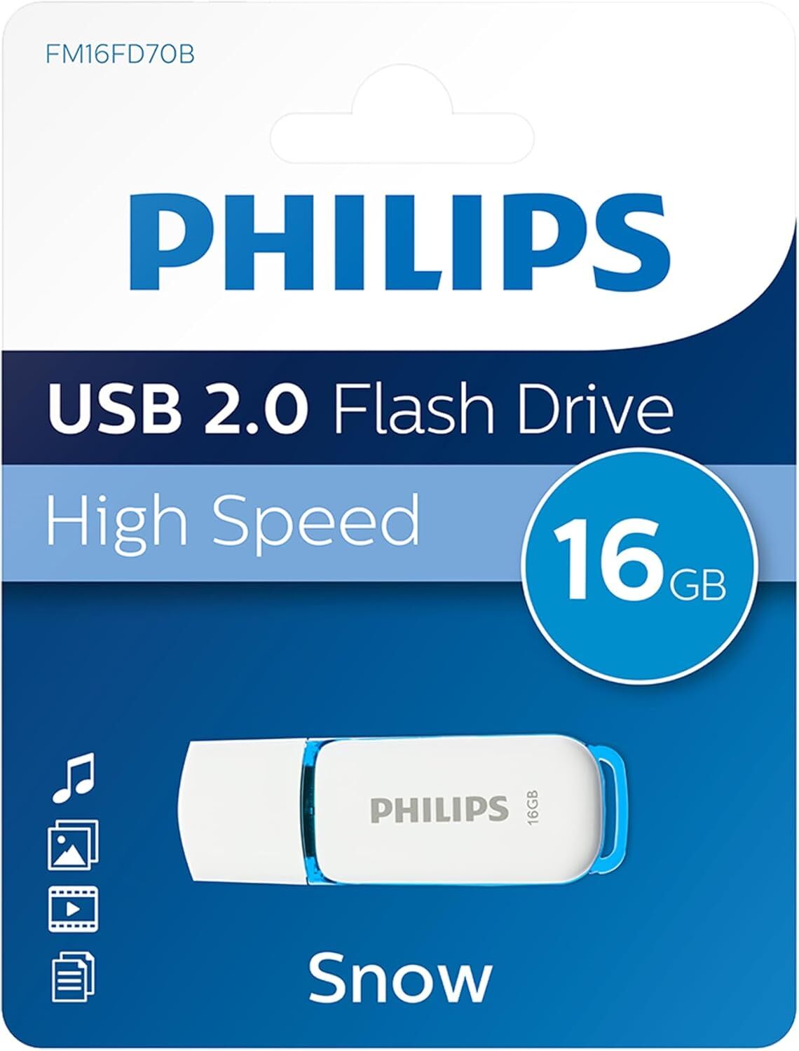 Philips Snow Edition 2.0 USB flash sürücü, 16 GB, PC, dizüstü bilgisayar, bilgisayar veri depolama, okuma hızı 21 MB/s'ye kadar