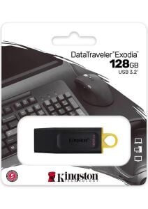 Kingston 128 GB USB3.2 KINGSTON DATA TRAVELER EXODIA SİYAH/SARI (DTX/128GB)