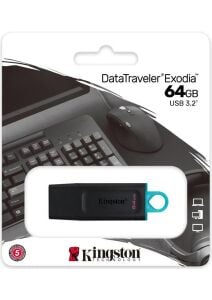 Kingston DTX-64GB  USB3.2 Gen 1 DataTraveler Exodia (Black + Teal) Flash Bellek
