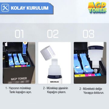 Epson Ecotank L3211,L3250,L3251 103 4 Renk Muadil muadil mürekkep Seti