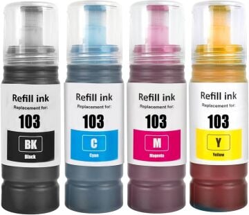 Epson Ecotank L3211,L3250,L3251 103 4 Renk Muadil muadil mürekkep Seti